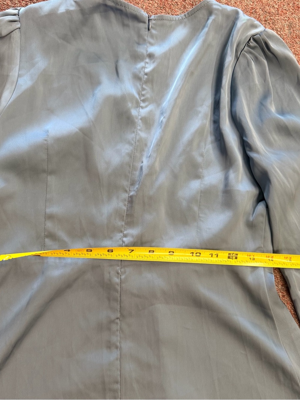 Cider Dusty Blue Satin Long-Sleeve Midi Dress - Picture 3 of 5